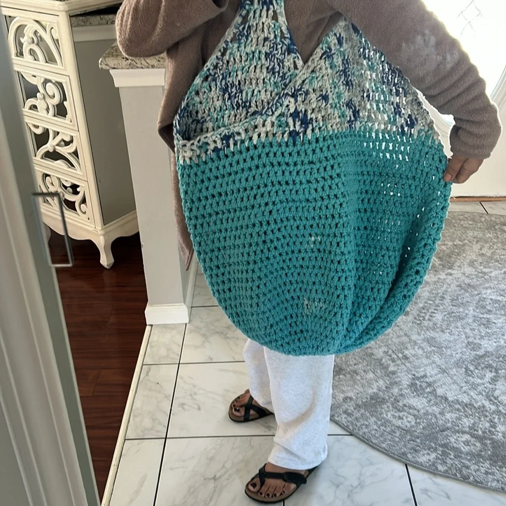 Tote Bag Handmade Crochet  Fresh market tote super big boho hippie